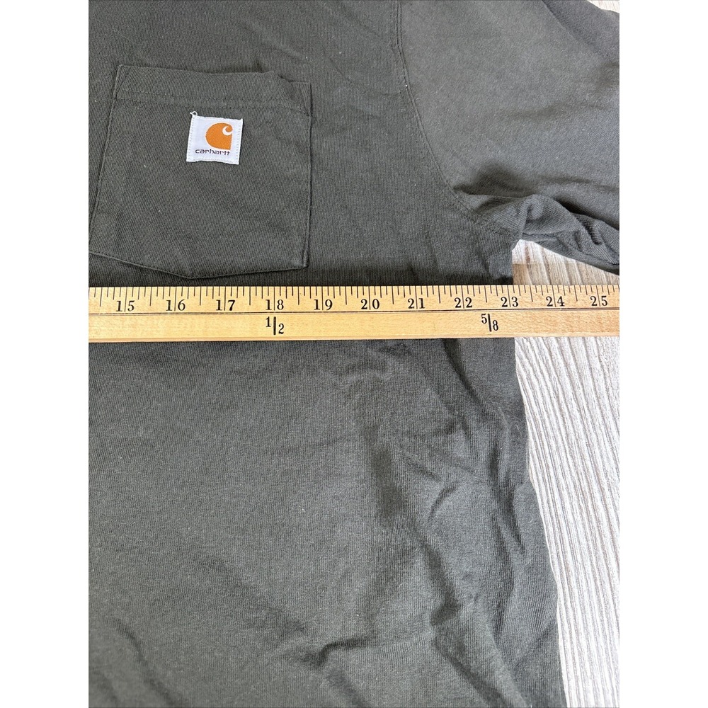 Carhartt T-Shirt Mens LARGE Green Crew Neck Short‎ Sleeve Loose Fit Workwear - Picture 6 of 10